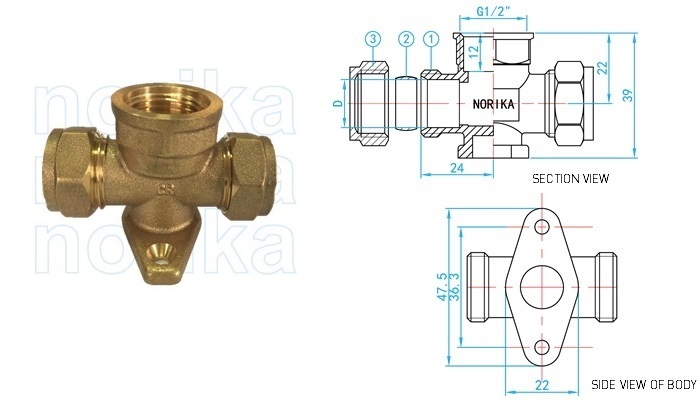 Compression (CxFI  Wall Plate)Tee